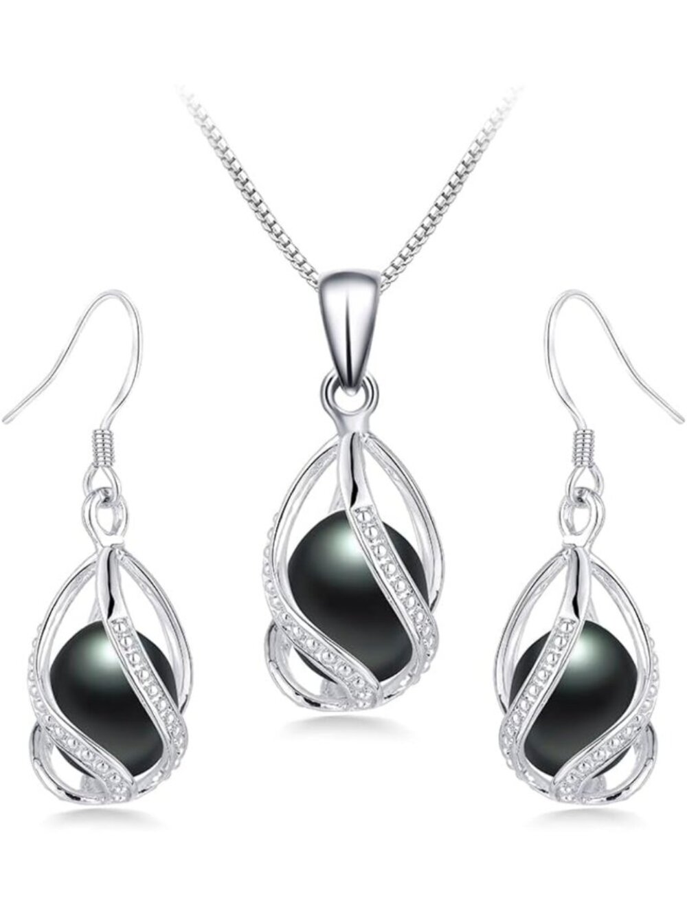 Elegant Pearl Jewelry Set - S925 Silver & 14K Gold Plated Necklace & Earrings